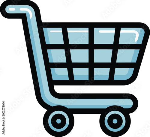 Shopping Cart Upside Down in Blue Vector Illustration