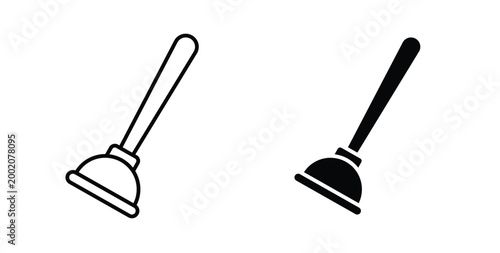 Plunger icon simple illustration set. Black and white icons