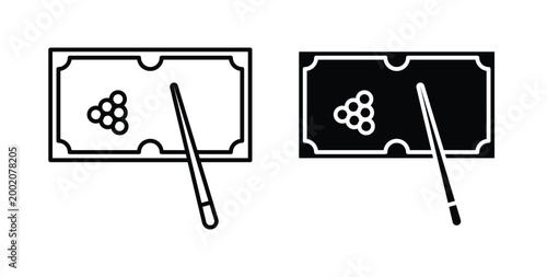 Pool table icon simple illustration set. Black and white icons