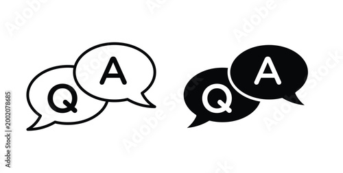 QNA icon simple illustration set. Black and white icons