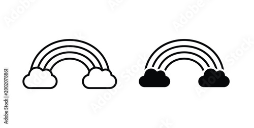 Rainbow icon simple illustration set. Black and white icons