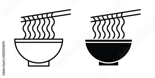 Ramen icon simple illustration set. Black and white icons