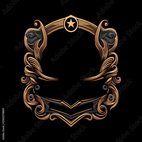 Luxury Vintage Gold Ornamental Frames Set on Black Background – Elegant Baroque Decorative Borders Collection