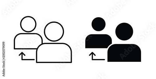 Referral icon simple illustration set. Black and white icons