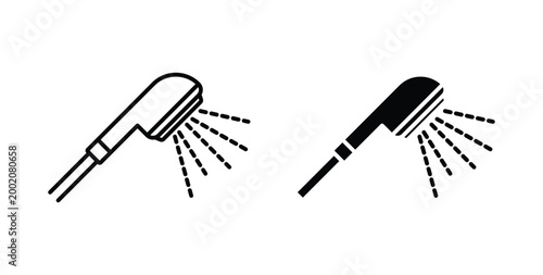 Shower head icon simple illustration set. Black and white icons