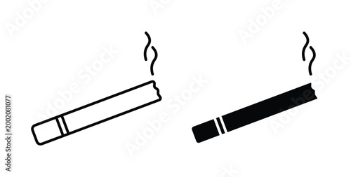 Smoking cigarette icon simple illustration set. Black and white icons