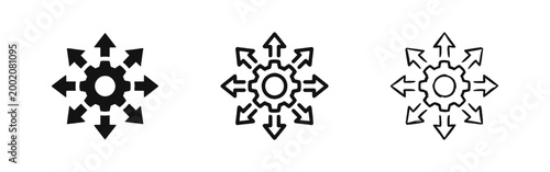 Gear with Expansion Arrows Icons Set for Process and Scalability