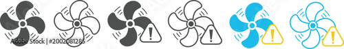 Propeller icon set in multiple styles for aviation, mechanical and industrial vector use.