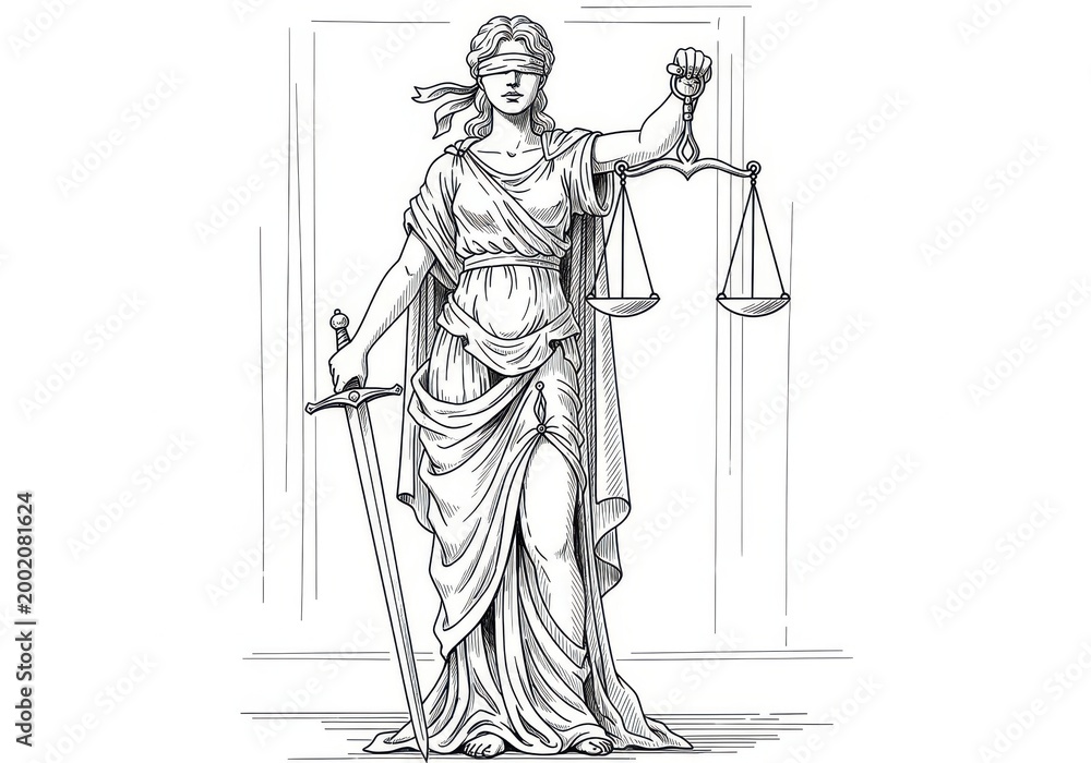 Fototapeta premium Lady justice holding scales and sword