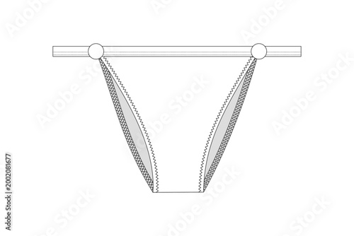Technical Sketch of Women's Bikini Panty with Side Rings.