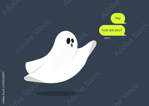 A ghosting concept representing toxic relationships, where a person chooses to ignore online messages and cut off communication