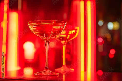 Chic red cocktails with elegant glassware high resolution picture