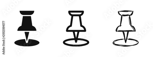 Push Pin and Thumbtack Icon Set for Notice Board