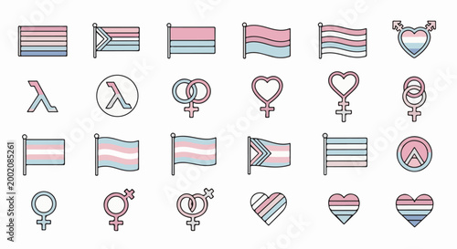 Icons representing gender and sexuality diversity flags and symbols