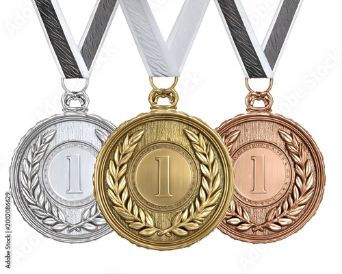 Professional award medals lineup representing competition triumph excellence and winning achievements