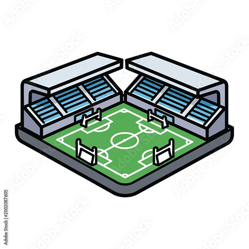 Soccer Stadium Field Pitch Illustration.