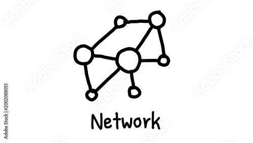 Hand Drawn Network Diagram with Connecting Nodes and Circles Sketch Alpha transparent