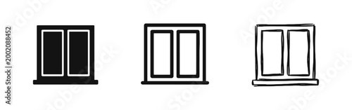 Window Icon Set - Architecture and Construction Symbols in Solid, Outline, and Hand-Drawn Styles