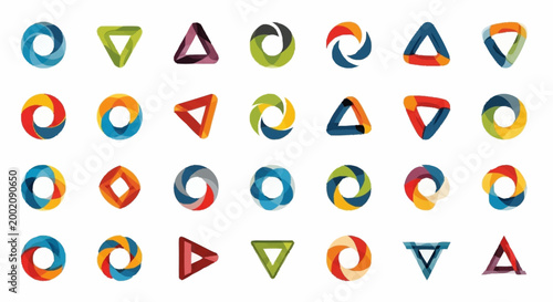 Photos Colorful geometric shapes icons set.