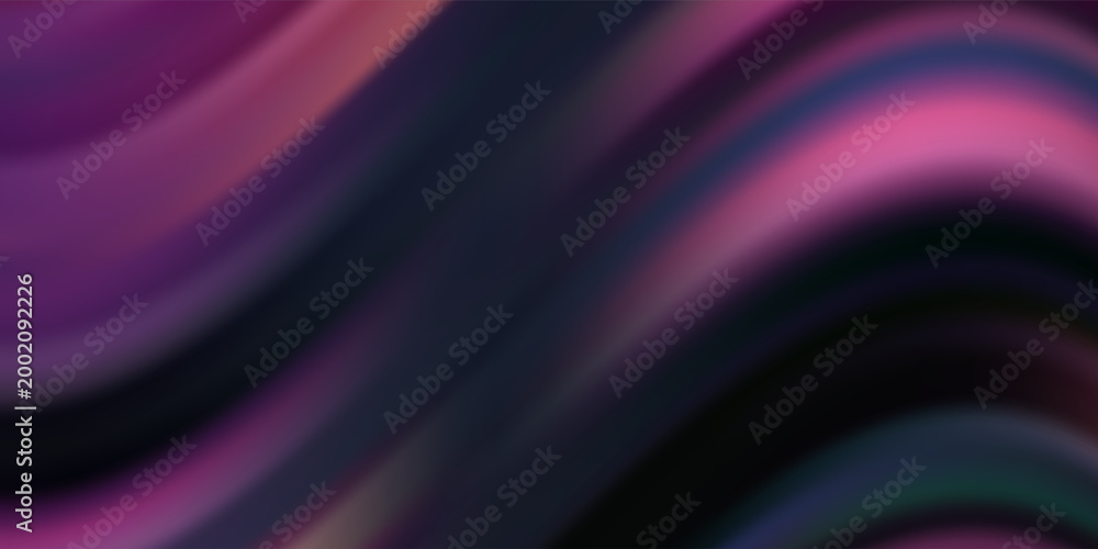 Obraz premium Abstract dark background with smooth flowing purple and pink wavy gradients. This vector is suitable for elegant backdrops, modern tech banners, and creative digital art