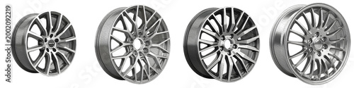 Tableau sur toile set of aluminum alloy car wheels on withe background PNG photo high quality