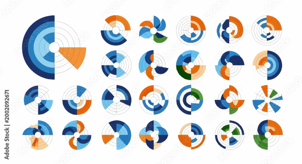 Fototapeta premium Colorful pie chart business graph elements.