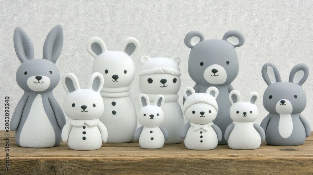 Obraz premium Collection of Small Hand-Painted Ceramic Ornaments