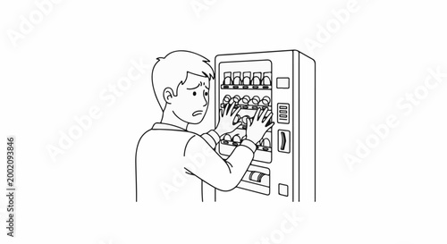 Frustrated person tries to get item from jammed vending machine