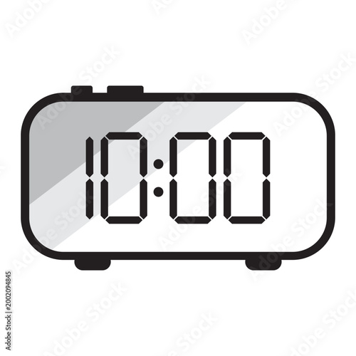 Digital alarm clock icon showing ten o'clock vector. Perfect for time management apps and user interface design.