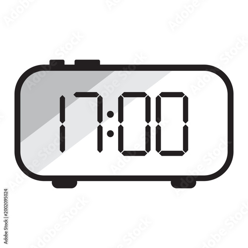 Digital alarm clock showing 17 00 time icon vector. Perfect for time management apps and modern ui design.