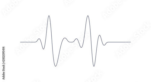 Simple Black Line Heartbeat Pulse Wave on Isolated White Background