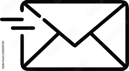 email icon with outgoing arrow simple black and white line drawing high quality professional detailed modern elegant stylish clean crisp vibrant