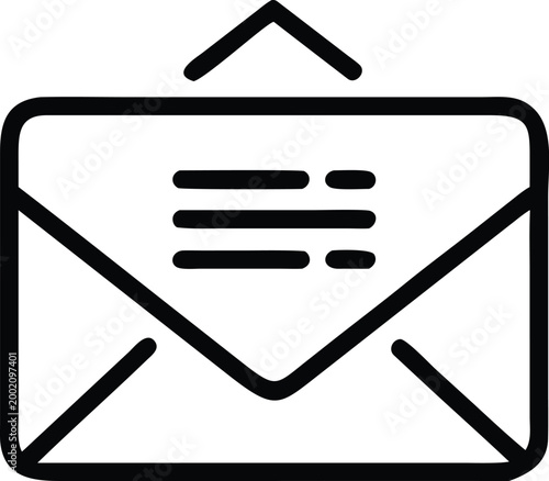 email icon black outline on white background simple communication symbol for messaging high quality professional detailed modern elegant stylish clean crisp