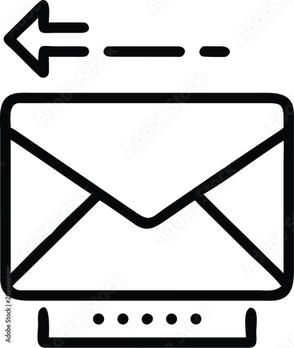 email icon with return arrow flat line drawing on white background high quality professional detailed modern elegant stylish clean crisp vibrant