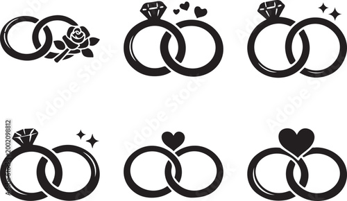  Wedding rings silhouette vector