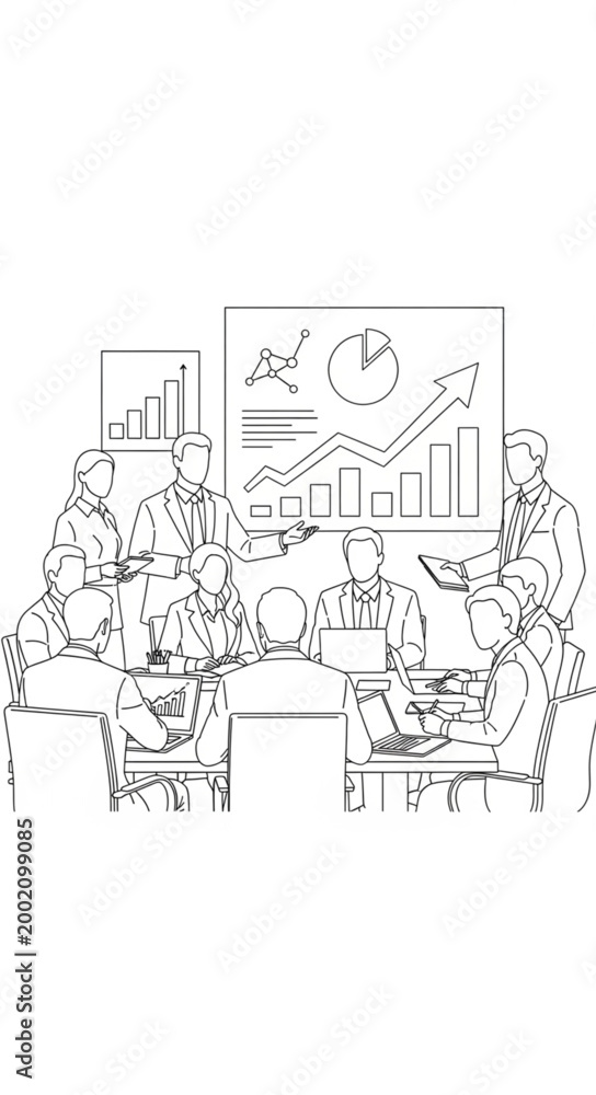 Obraz premium Business team discussing presentation chart in meeting room with colleagues