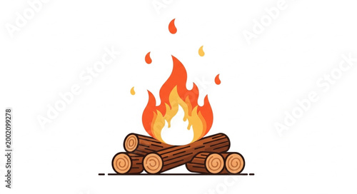 Bilde på lerret Campfire Burning Brightly with Logs and Flames 7.