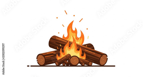 Tableau sur toile Campfire Burning Brightly with Logs and Flames.
