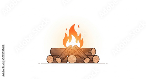 Foto Campfire burning logs in the dark night.