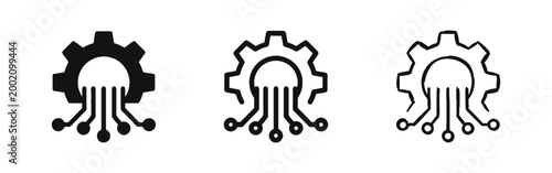 Digital Technology and IT Transformation Icon - Gear with Circuit Traces