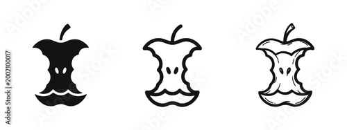 Apple Core Icons Representing Food Waste and Organic Compost