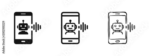 Chatbot AI Assistant on Smartphone with Voice Wave Icons