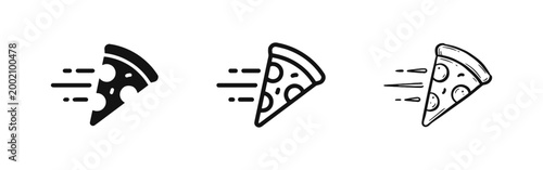 Fast Pizza Delivery Slice Icons Representing Quick Food Service