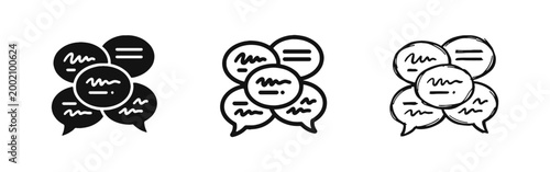Multiple Overlapping Speech Bubble Icons for Chat and Discussion