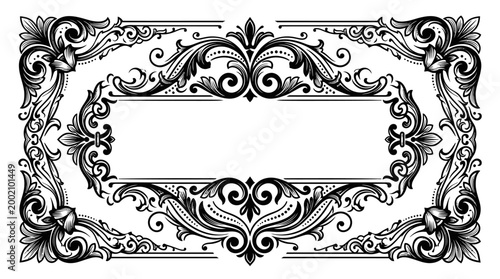 ornate frame, decorative border, vintage illustration