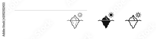 Iceberg Concept Icon Set Showing Visible and Hidden Submerged Parts
