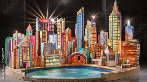 Recycled Cardboard Miniature Cityscape Diorama