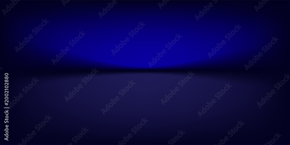 Obraz premium black studio background. Abstract limbo podium studio room. Dark blue gradient wall floor and spotlight scene. Showcase, promotion display. Vector stage mockup illustration