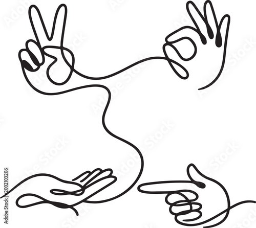 Funny cartoon hands poses with comic signs symbols doodle gesture vector art