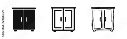 Wardrobe Cabinet Furniture Icon Set for Home Interior Storage